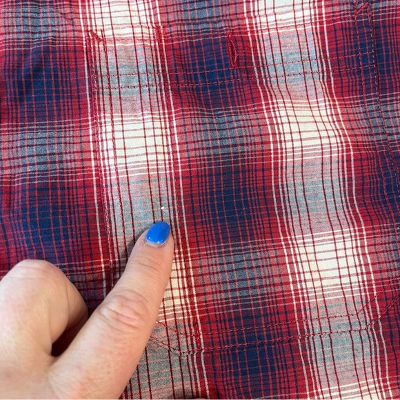 C.E. Schmidt workwear red navy plaid button down short sleeve size 2XLT - Picture 2 of 8